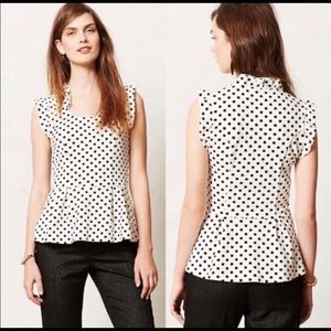 Like new Anthro polka dot peplum top